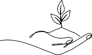 Line drawing of a hand holding a plant